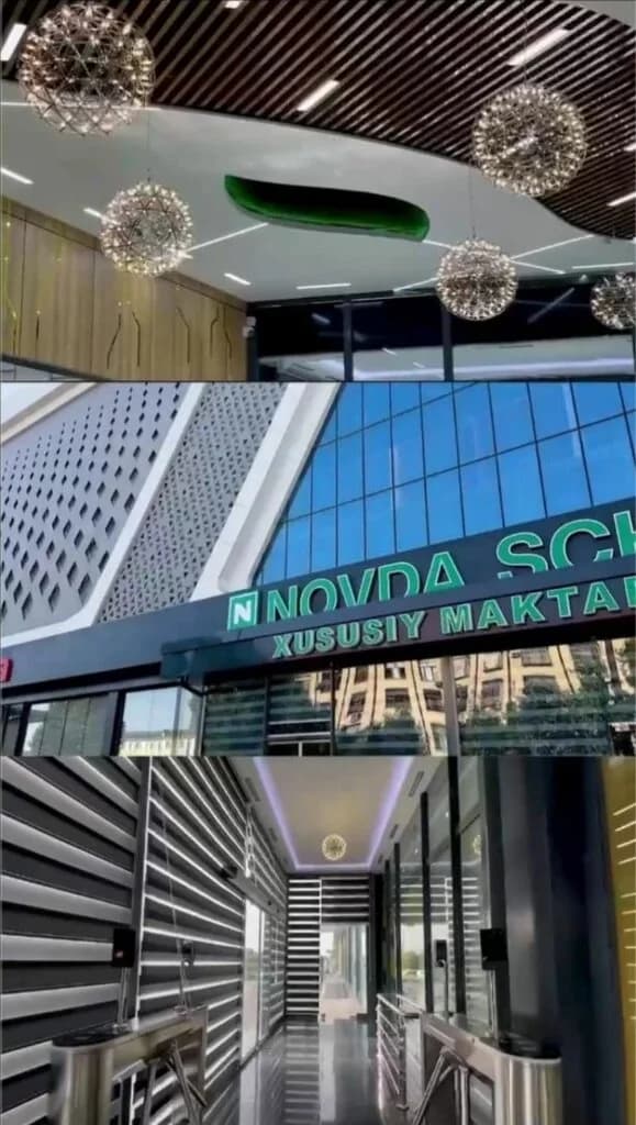 Novda School — фасад здания с вывеской