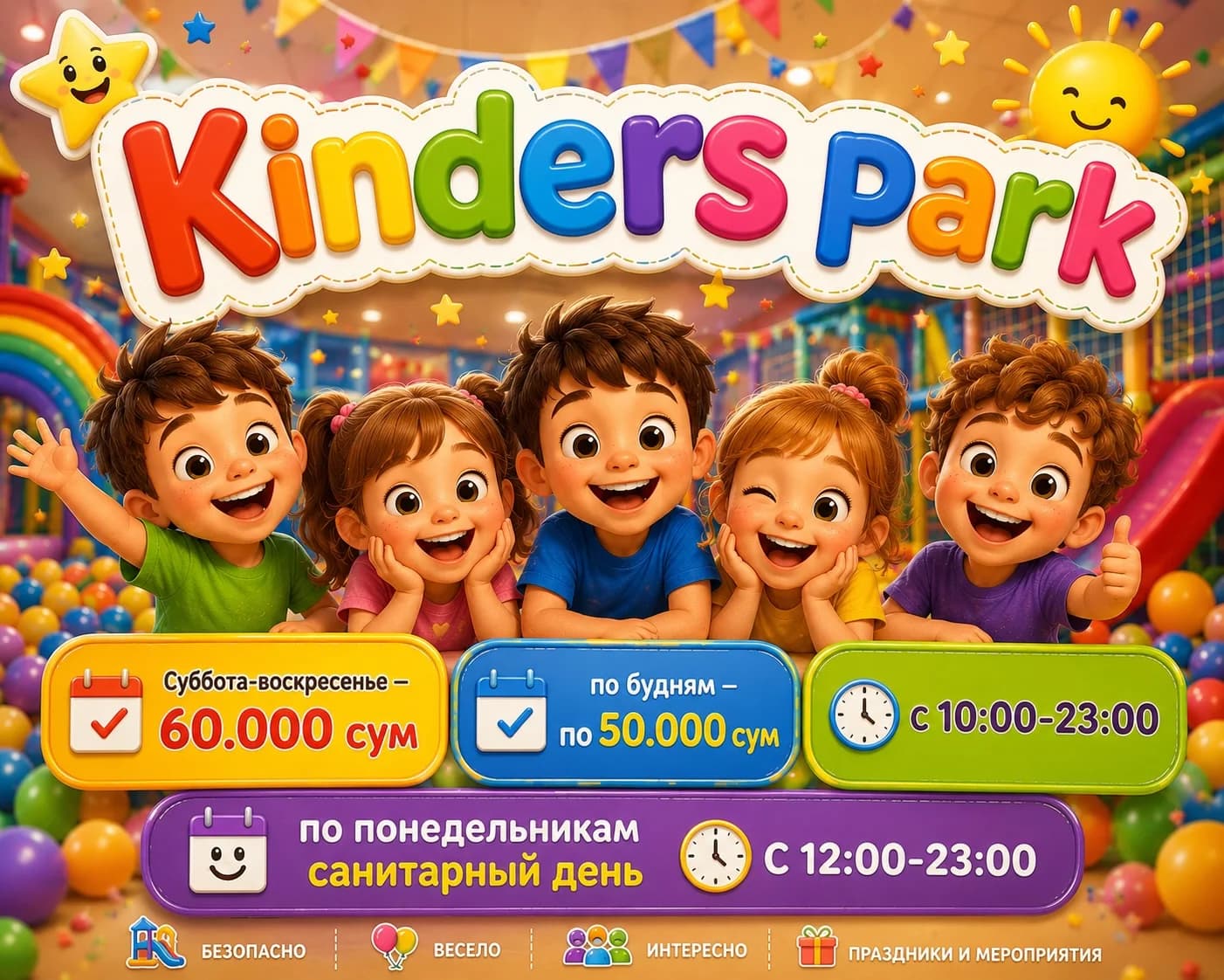 Стоимость входа и режим работы Kinders Park
